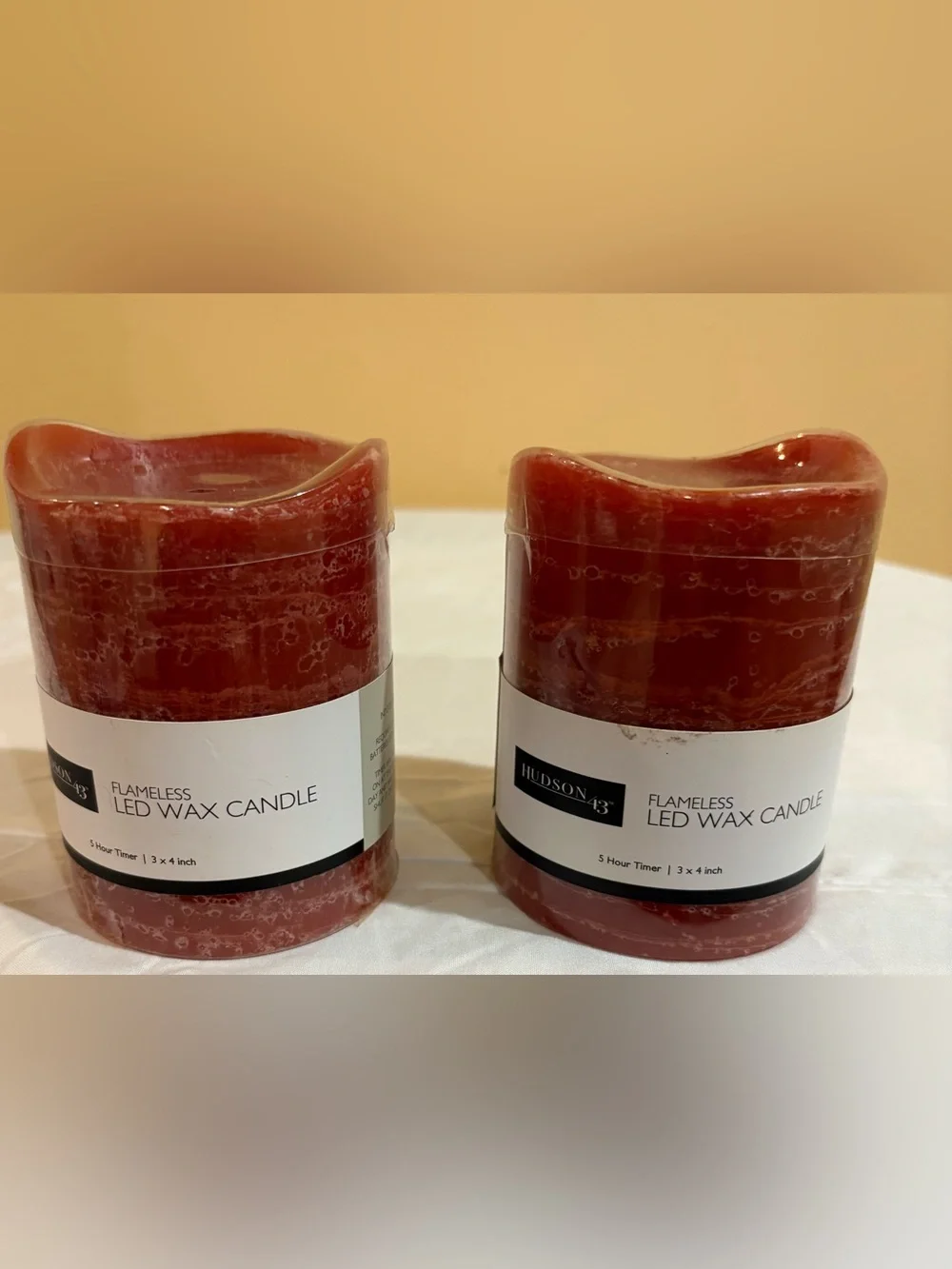 Hudson 43 Red Flameless LED Wax Candle Pair